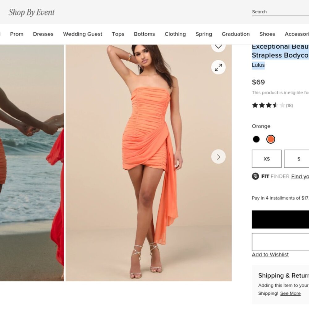 Lulus Exceptional Beauty Orange Ruched Strapless Bodycon Mini Dress - Size XS - Picture 7 of 8
